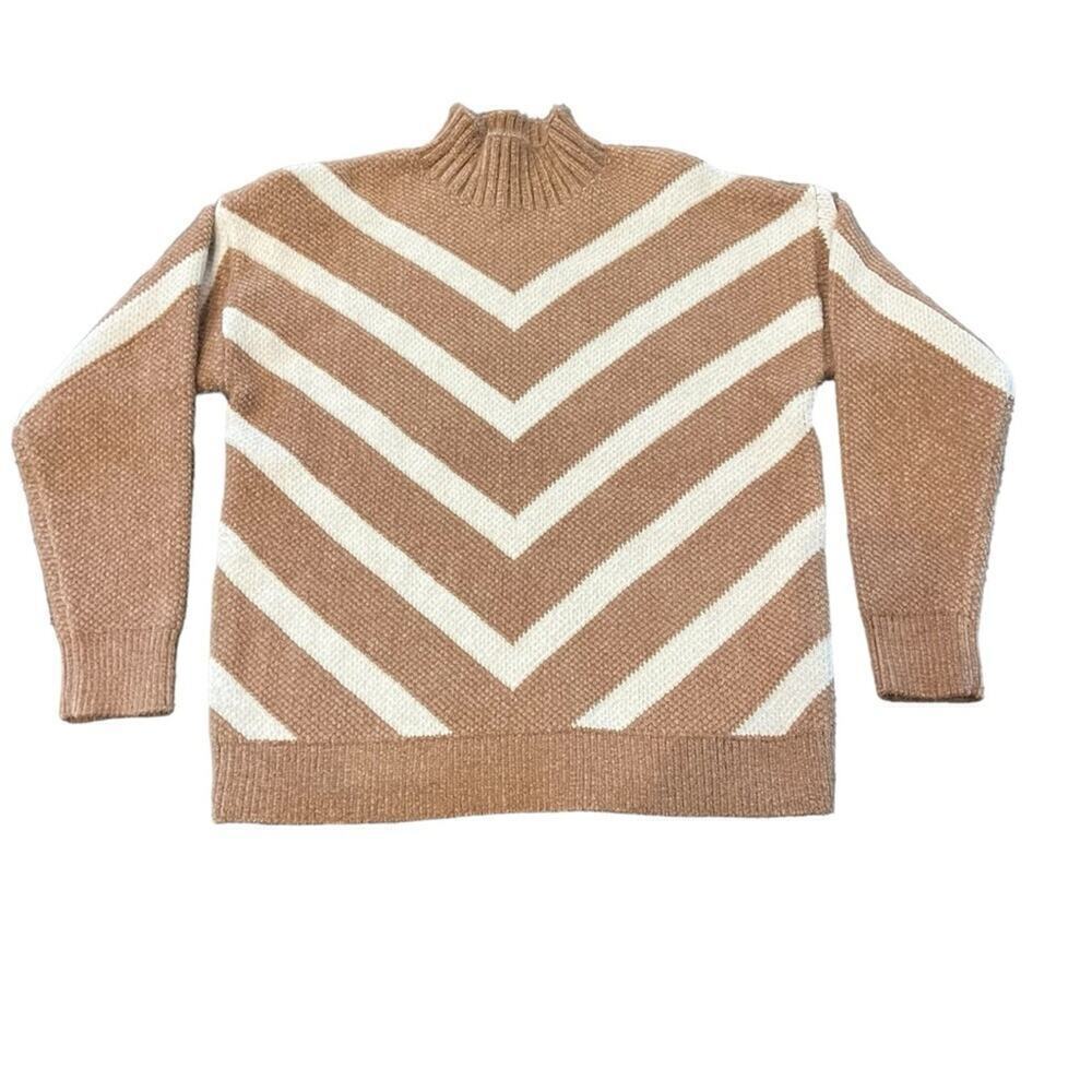 Alison Sheri High Neck Cotton Blend‎ Sweater Medium Tight Knit Eyelash Pullover
